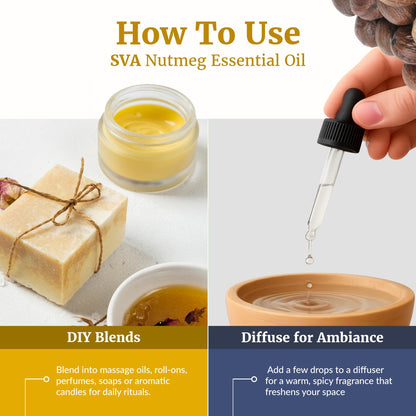 SVA Nutmeg Essential Oil 1/3 oz – 100% Natural | Diffuser, Skin & Hair Care