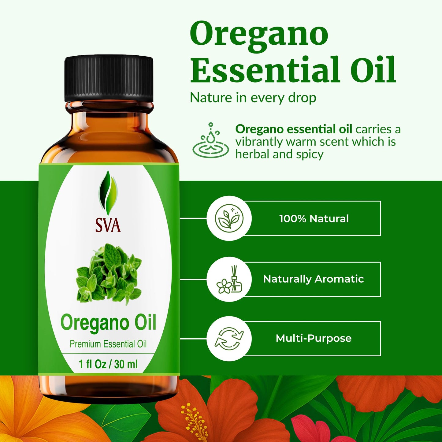 SVA Oregano Essential Oil 1 oz – 100% Natural, Diffuser & Aromatherapy