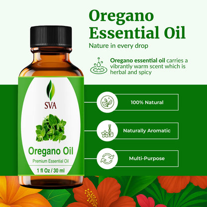 SVA Oregano Essential Oil 1 oz – 100% Natural, Diffuser & Aromatherapy