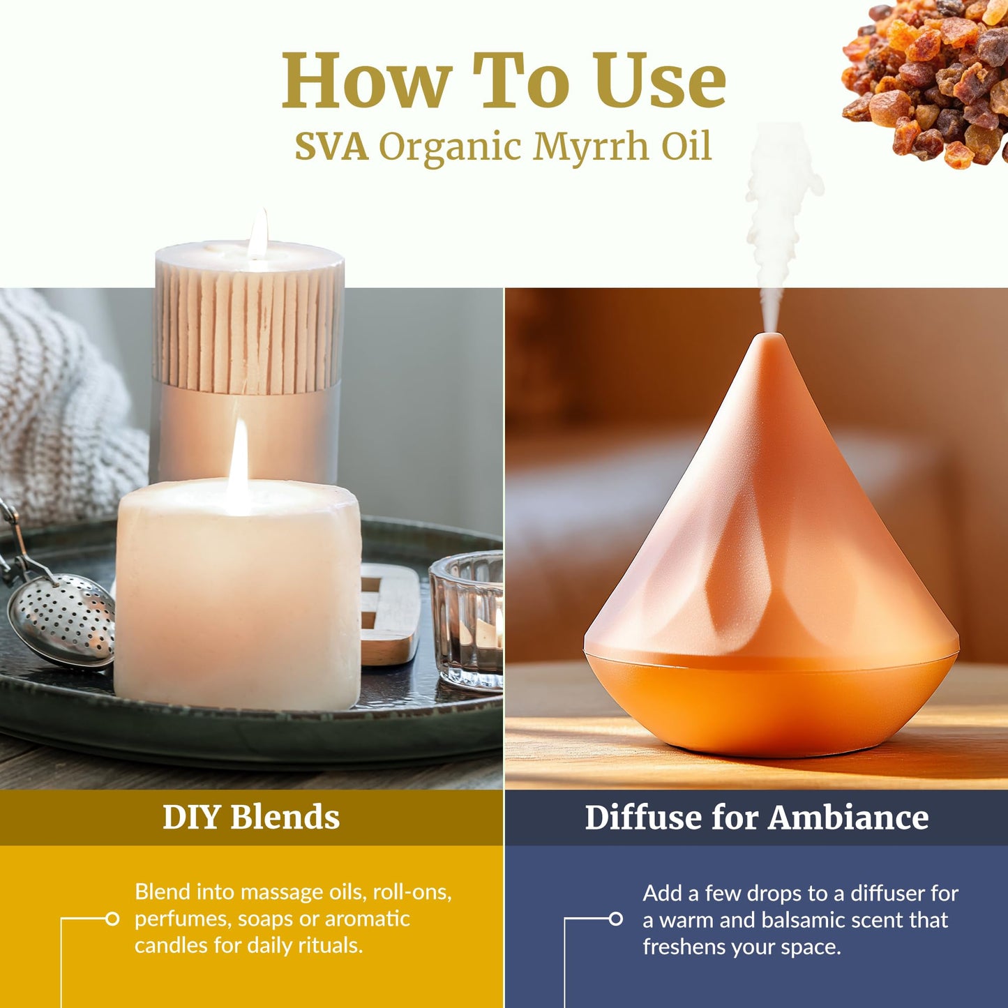 SVA Myrrh Essential Oil Organic – 1/3 Fl Oz | 100% Natural Myrrh Oil