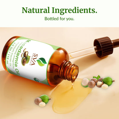 SVA Macadamia Seed Oil Organic - 4 Fl Oz Cold Pressed Carrier Oil