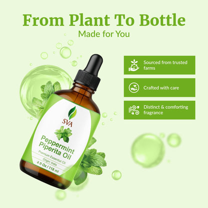 SVA Peppermint Piperita Essential Oil – 4oz – 100% Natural | Aromatherapy & Skin Care