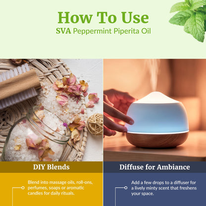 SVA Peppermint Piperita Essential Oil – 4oz – 100% Natural | Aromatherapy & Skin Care