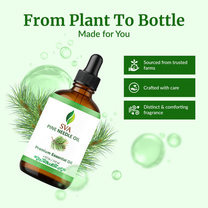 SVA Pine Needle Essential Oil – 4 Oz | 100% Natural Pine Needle Oil for Diffuser, Hair & Skin Care