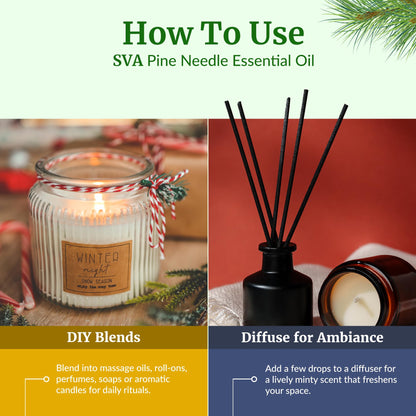 SVA Pine Needle Essential Oil – 4 Oz | 100% Natural Pine Needle Oil for Diffuser, Hair & Skin Care