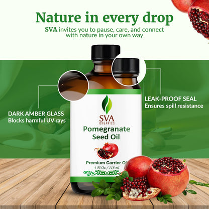 SVA Pomegranate Seed Organic Oil – 4oz | Cold-Pressed Carrier Oil for Face, Skin & Hair