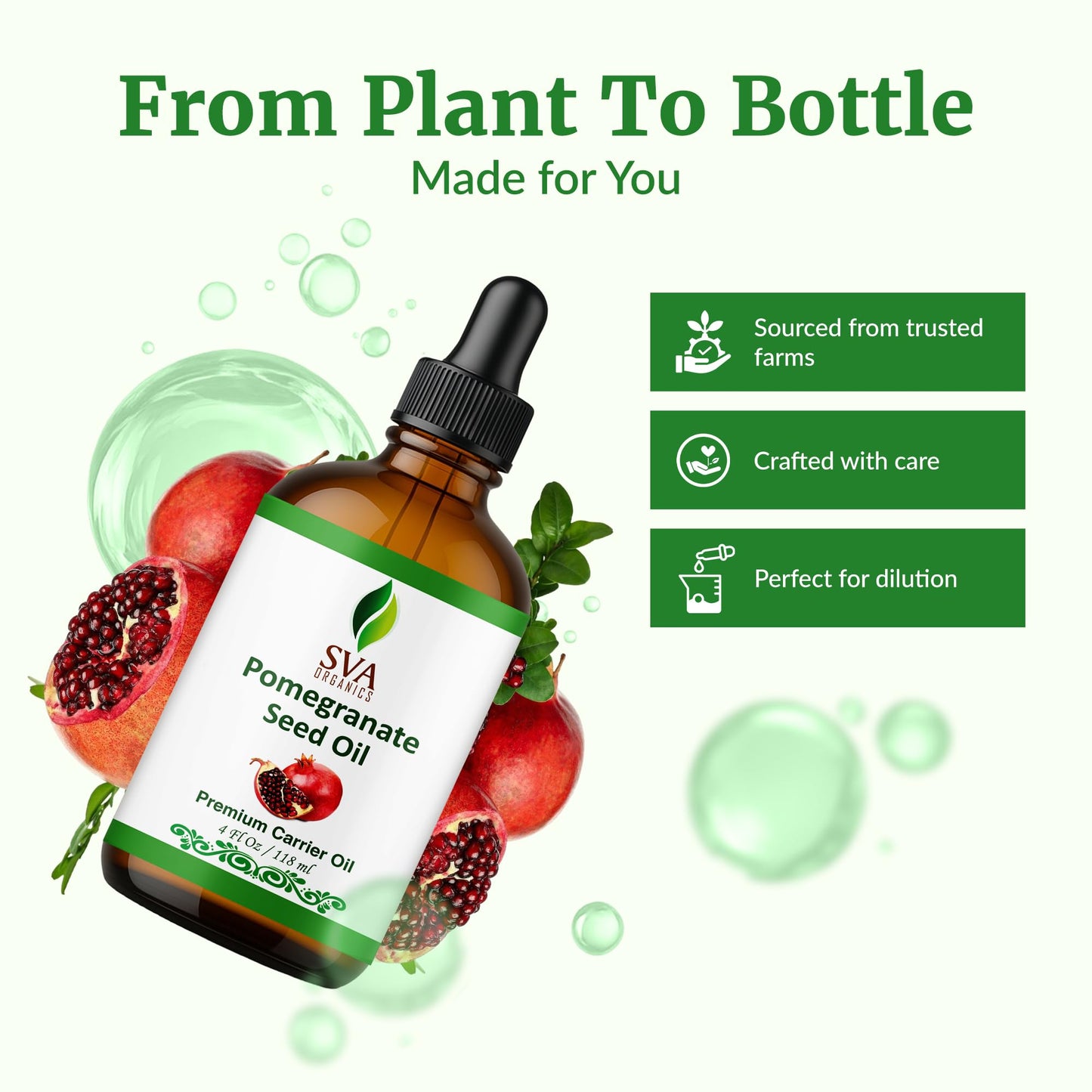 SVA Pomegranate Seed Organic Oil – 4oz | Cold-Pressed Carrier Oil for Face, Skin & Hair