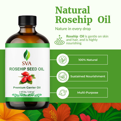 SVA Rosehip Seed Oil - 4 oz | 100% Natural & Cold-Pressed Carrier Oil