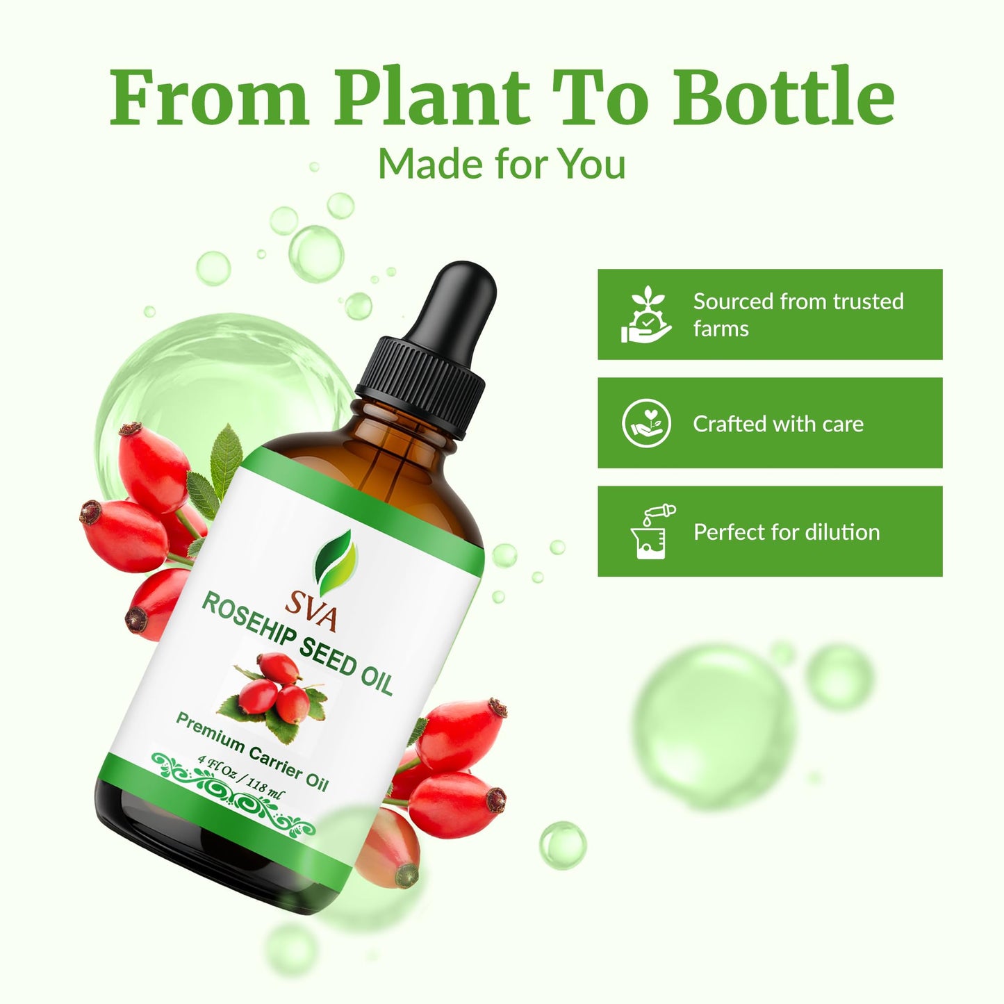 SVA Rosehip Seed Oil - 4 oz | 100% Natural & Cold-Pressed Carrier Oil