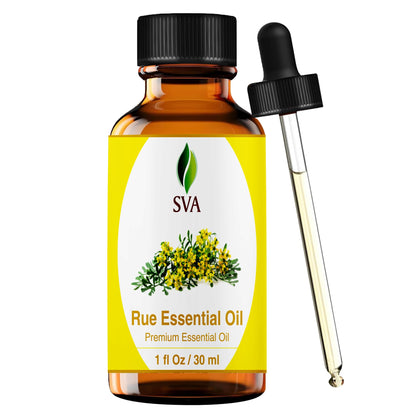 SVA Rue Essential Oil 1oz – 100% Natural Rue Oil for Diffuser, Face & Skin Care, Hair Care, Aromatherapy, Massage | Dropper