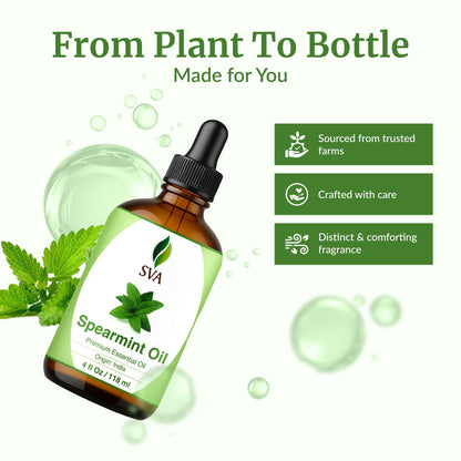 SVA Spearmint Essential Oil – 4oz, 100% Natural, Diffuser & Skin Care