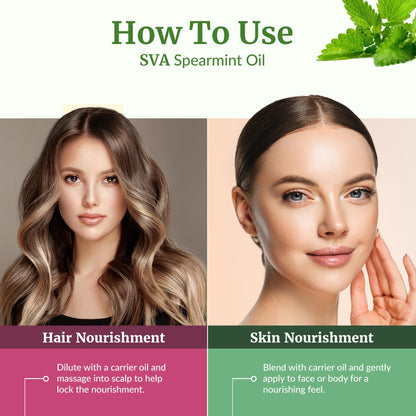 SVA Spearmint Essential Oil – 4oz, 100% Natural, Diffuser & Skin Care