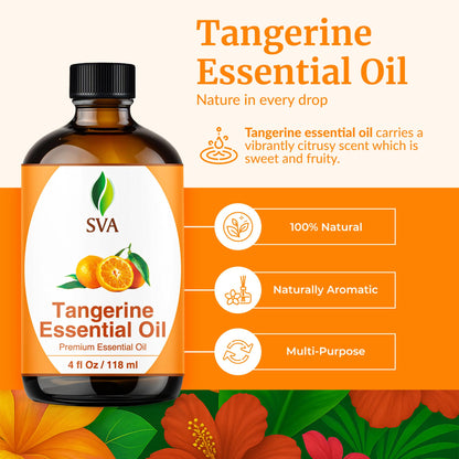SVA Tangerine Essential Oil – 4 oz | 100% Natural, Dropper