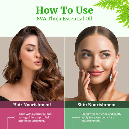 SVA Thuja Essential Oil – 1 Fl Oz (100% Natural) for Diffuser, Hair & Skin Care