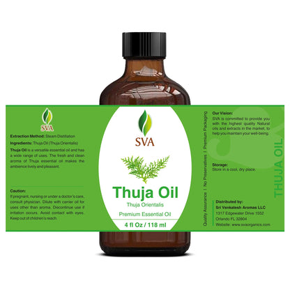 SVA Thuja Essential Oil – 4 Oz | 100% Natural Thuja Oil for Diffuser, Skin & Hair