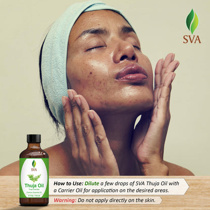 SVA Thuja Essential Oil – 4 Oz | 100% Natural Thuja Oil for Diffuser, Skin & Hair