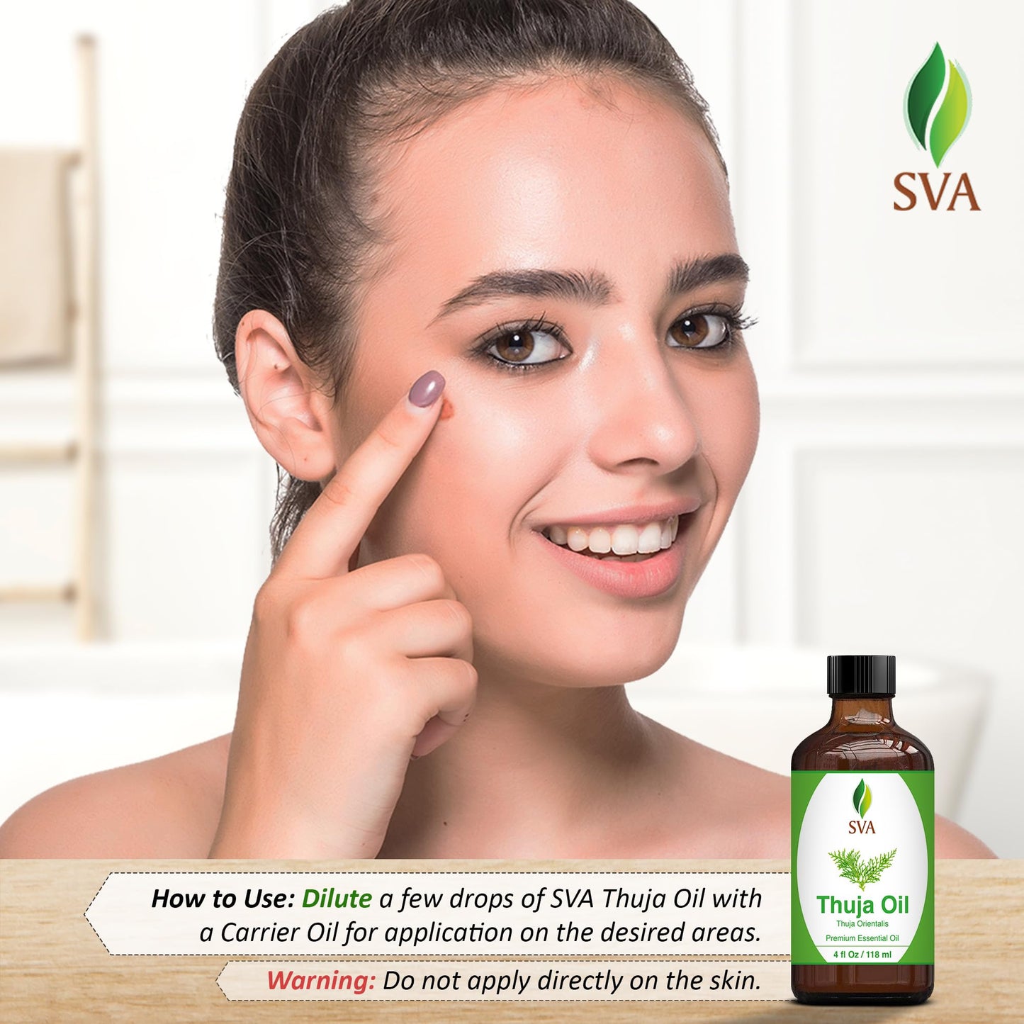 SVA Thuja Essential Oil – 4 Oz | 100% Natural Thuja Oil for Diffuser, Skin & Hair