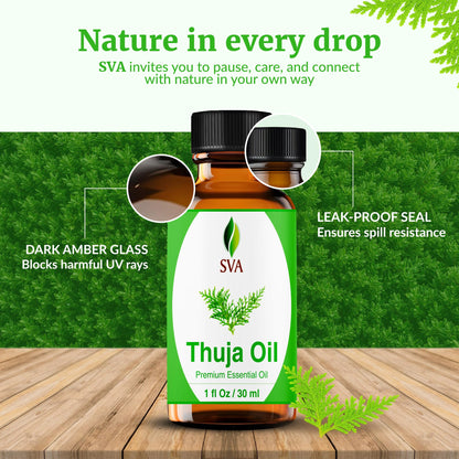 SVA Thuja Essential Oil – 1 Fl Oz (100% Natural) for Diffuser, Hair & Skin Care