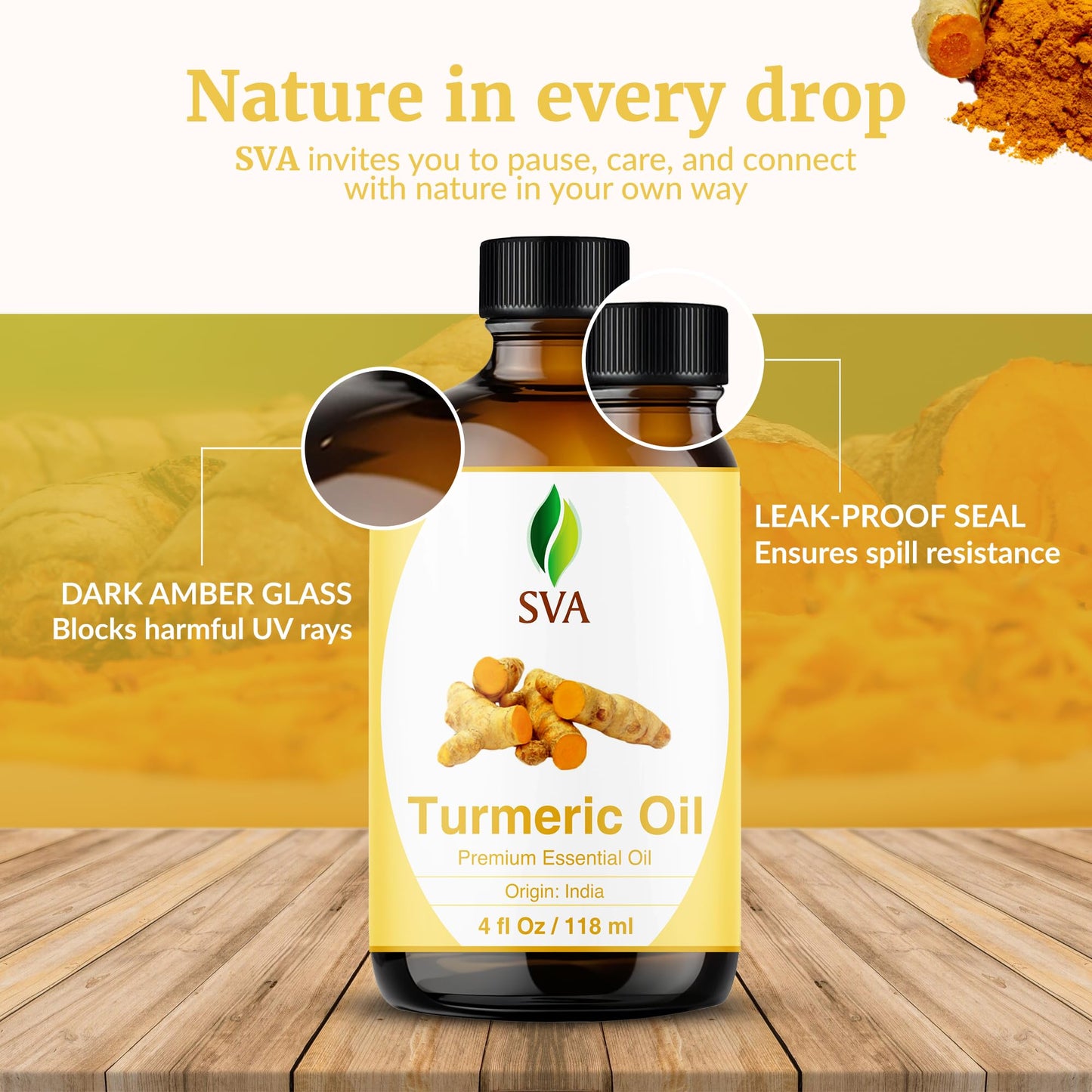 SVA Turmeric Essential Oil – 4 oz – 100% Natural – Diffuser, Skin & Hair Care