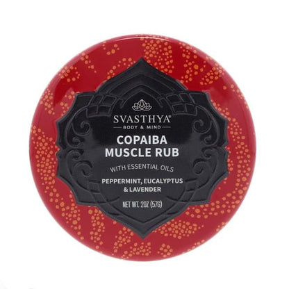 SVASTHYA BODY & MIND Copaiba Muscle Rub - Relieve Aching, Sore Muscles & Joint and Back Pains, Fast Acting Cooling Treatment, Has Copaiba, Essential Oils & Coconut Oil - Made in The USA, 2 oz