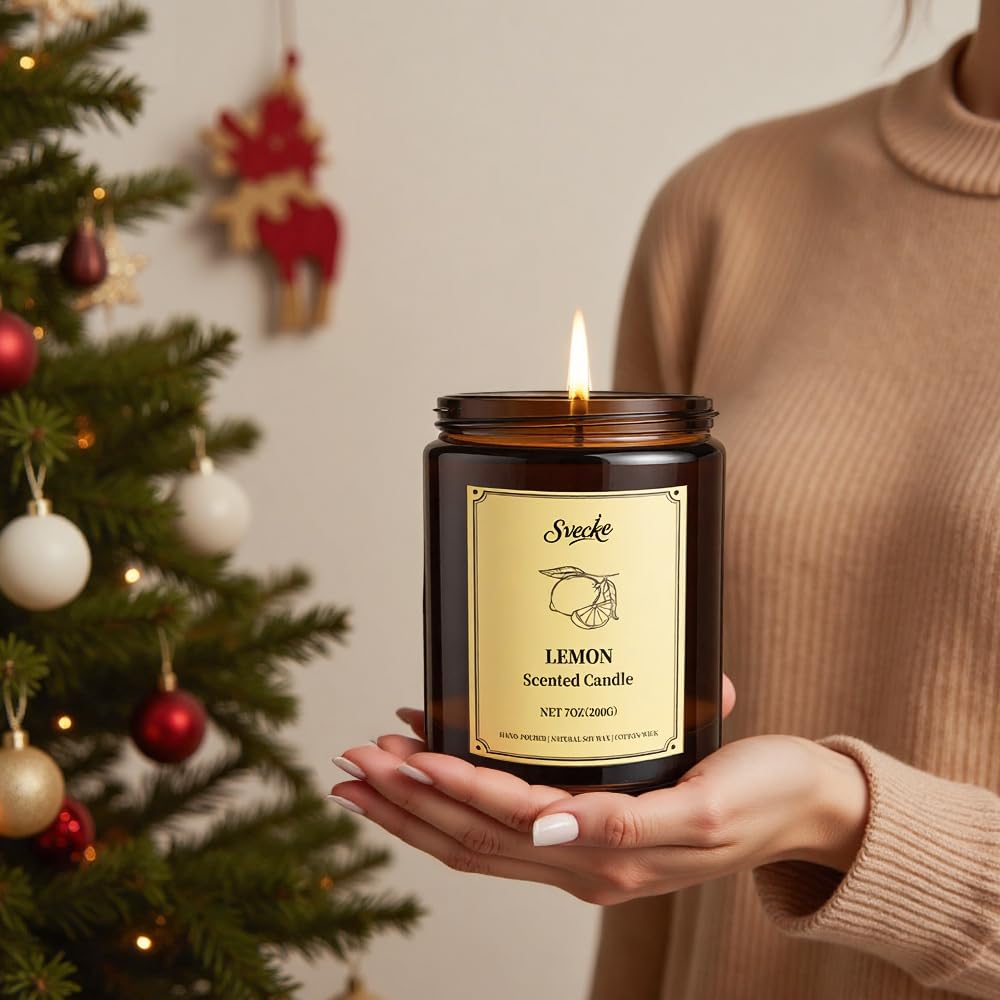 SVECKE 4 Pack 28oz Scented Candles – Coconut Vanilla, Cedar, Lemon, Lavender | Soy Wax Jar Gift Set