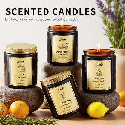 SVECKE 4 Pack 28oz Scented Candles – Coconut Vanilla, Cedar, Lemon, Lavender | Soy Wax Jar Gift Set