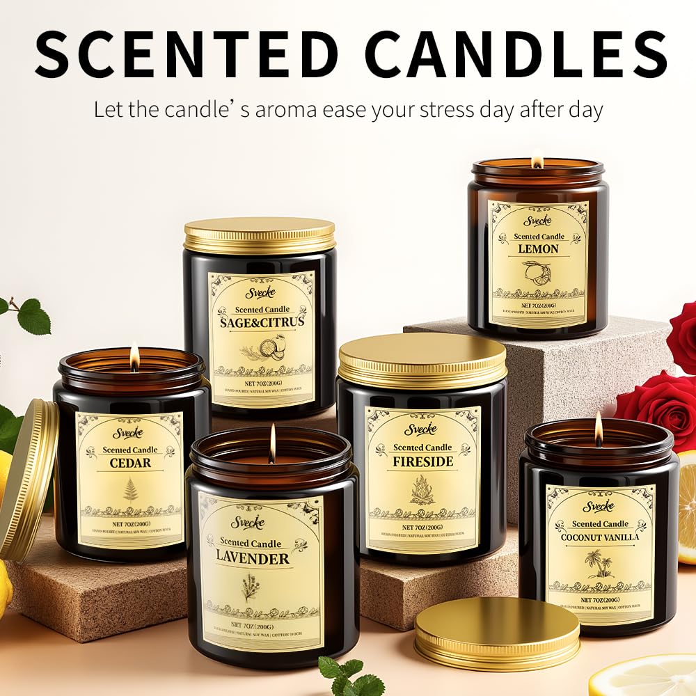 SVECKE Cedar Scented Candles – 7oz Soy Wax, Long-Lasting Aroma