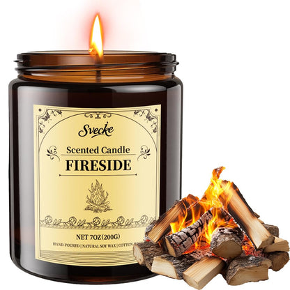 SVECKE Fireside Scented Candles - 7oz Soy Wax Candle | Long Lasting Aromatherapy Gift