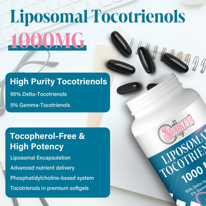 Sveikata Liposomal Tocotrienols 1000mg – High Absorption Vitamin E Tocotrienols (95% Delta-Tocotrienol, 5% Gamma-Tocotrienol) – 60 Softgels