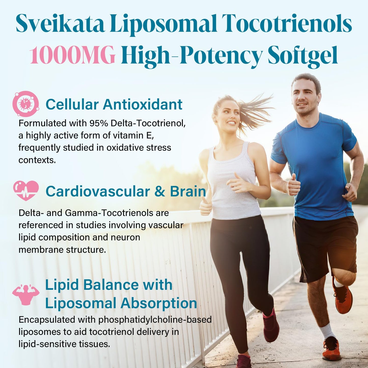 Sveikata Liposomal Tocotrienols 1000mg – High Absorption Vitamin E Tocotrienols (95% Delta-Tocotrienol, 5% Gamma-Tocotrienol) – 60 Softgels