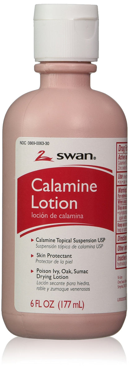Swan Calamine Lotion, 6 Oz – Temporary Itch Relief & Drying for Skin Irritations