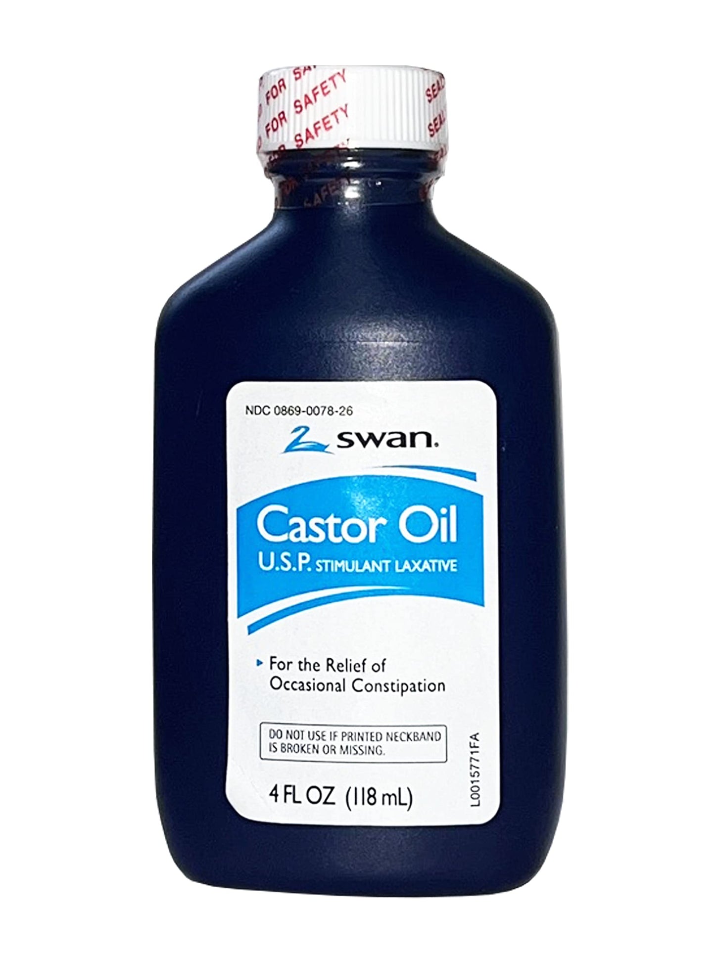 SWAN Castor Oil USP 100% Stimulant Laxative 4 Fl Oz — Relief for Occasional Constipation