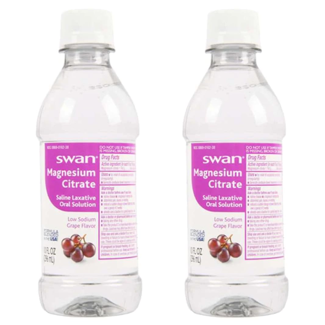 Swan Magnesium Citrate Oral Solution – Grape Flavor, 2×10 oz Bottles