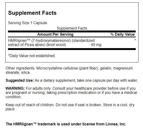 Swanson 7-Hmrlignans from Norwegian Spruce Tree - 40 mg, 60 Capsules