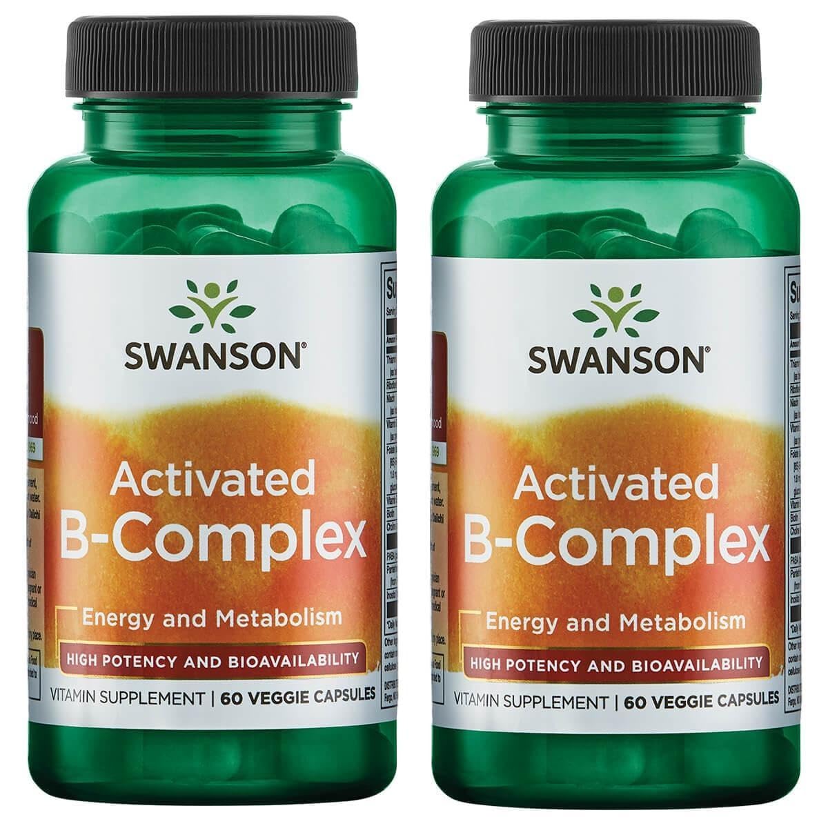 Swanson Activated B-Complex - High Potency & Bioavailability (60 Veggie Capsules) 2 Pack