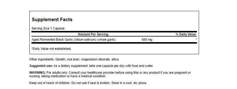 Swanson Aged Black Garlic 650 mg 30 Caps – 2 Pack