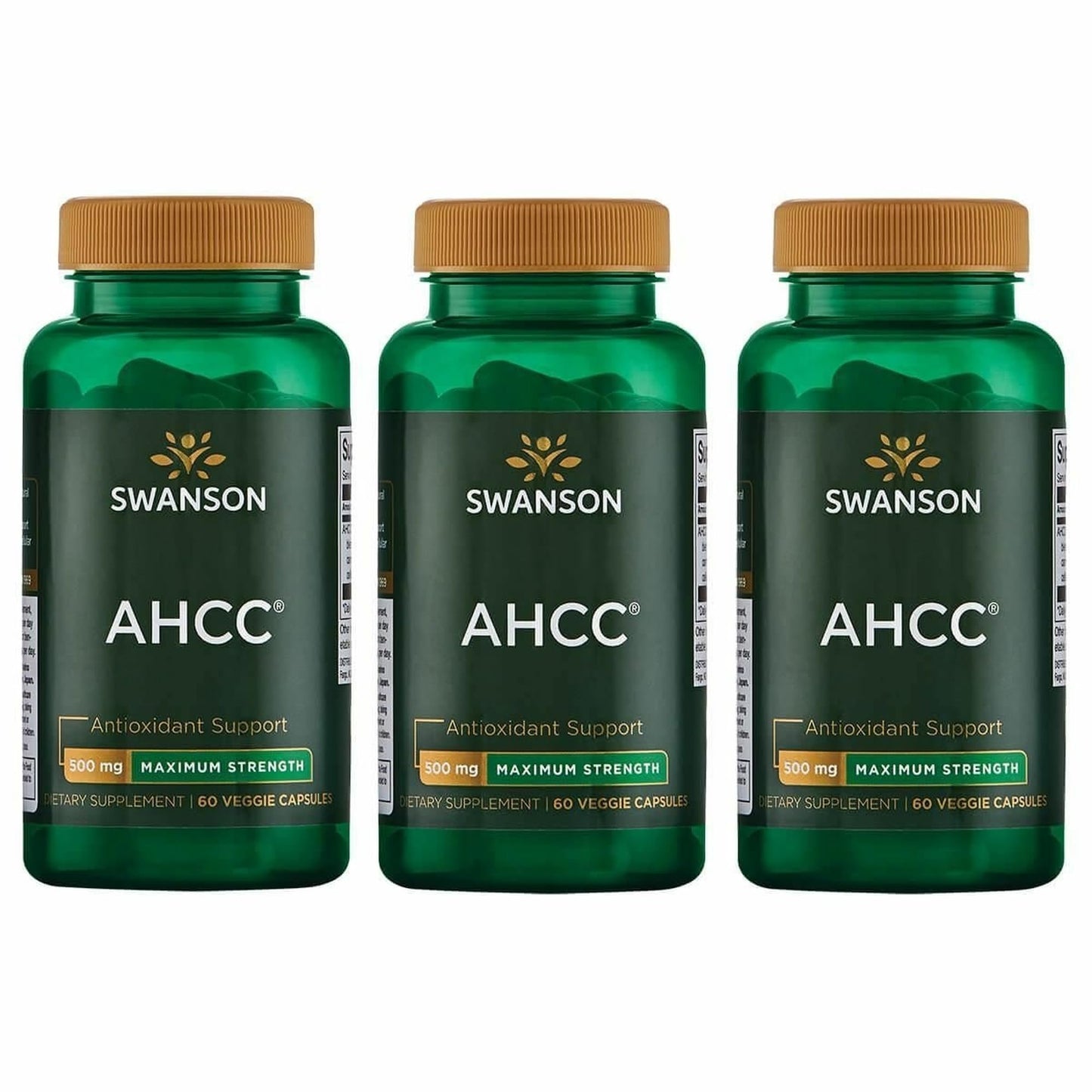 Swanson AHCC Maximum Strength – Immune & Liver Support – 60 Veggie Capsules 500mg (3 Pack)