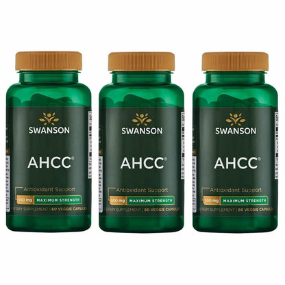 Swanson AHCC Maximum Strength – Immune & Liver Support – 60 Veggie Capsules 500mg (3 Pack)