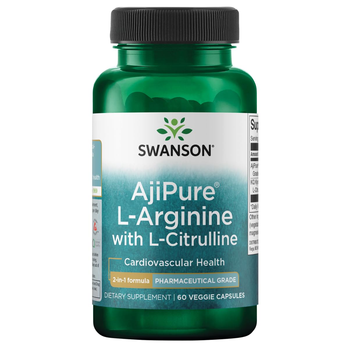 Swanson Ajipure L-Arginine with L-Citrulline – 60 Veg Capsules