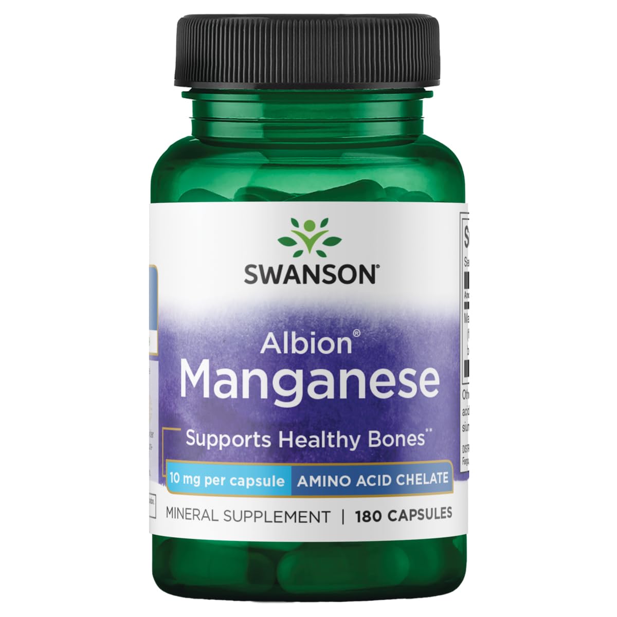 Swanson Albion Chelated Manganese 10 mg – 180 Capsules (Pack of 2)