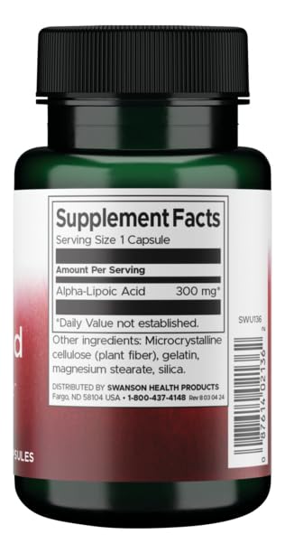 Swanson Alpha Lipoic Acid 300 mg – Antioxidant Supplement, 60 Capsules