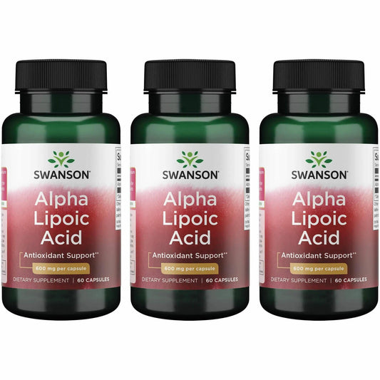 Swanson Alpha Lipoic Acid - 600 mg per Capsule (60 Capsule) - 3 Pack | Natural Blood Pressure Support & Carbohydrate Metabolism BritishVita | Premium UK Vitamins & Wellness Supplements