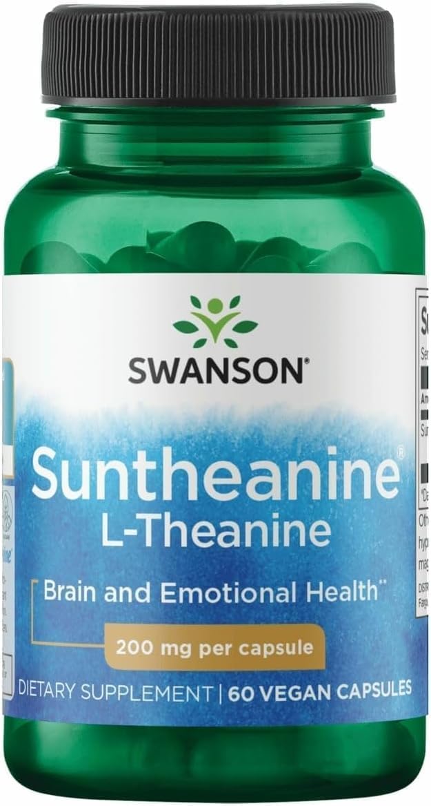 Swanson Amino Acid Suntheanine L-Theanine 200 mg – Double Potency | 60 Veg Capsules