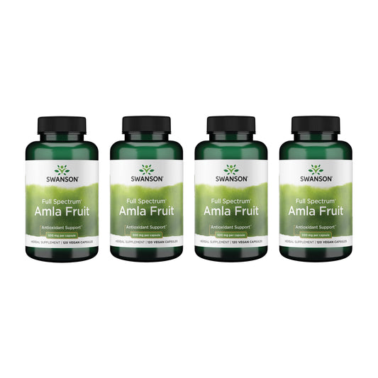 Swanson Full Spectrum Amla Fruit - Ayurvedic Indian Gooseberry Supplement, 120 Capsules (500 mg) - 4 Pack