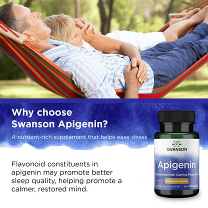 Swanson Apigenin 50mg Capsules (90 Count) – Sleep, Stress & Men's Health