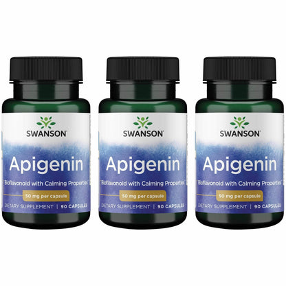Swanson Apigenin-Bioflavonoid Supplement – Sleep, Prostate & Nerve Support – 90 Caps, 50 mg Each (3 Pack)
