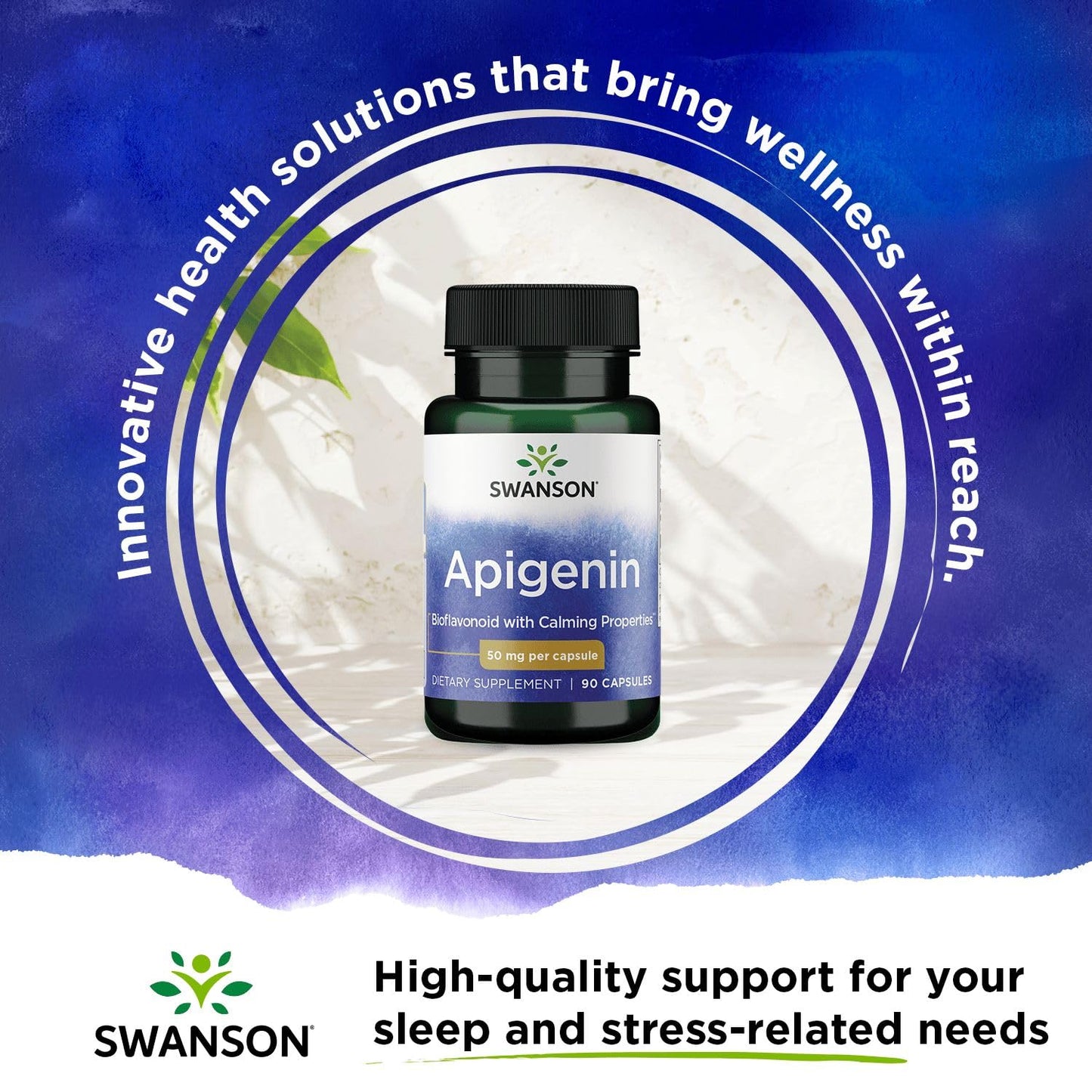 Swanson Apigenin 50mg Capsules (90 Count) – Sleep, Stress & Men's Health