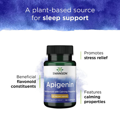 Swanson Apigenin 50mg Capsules (90 Count) – Sleep, Stress & Men's Health