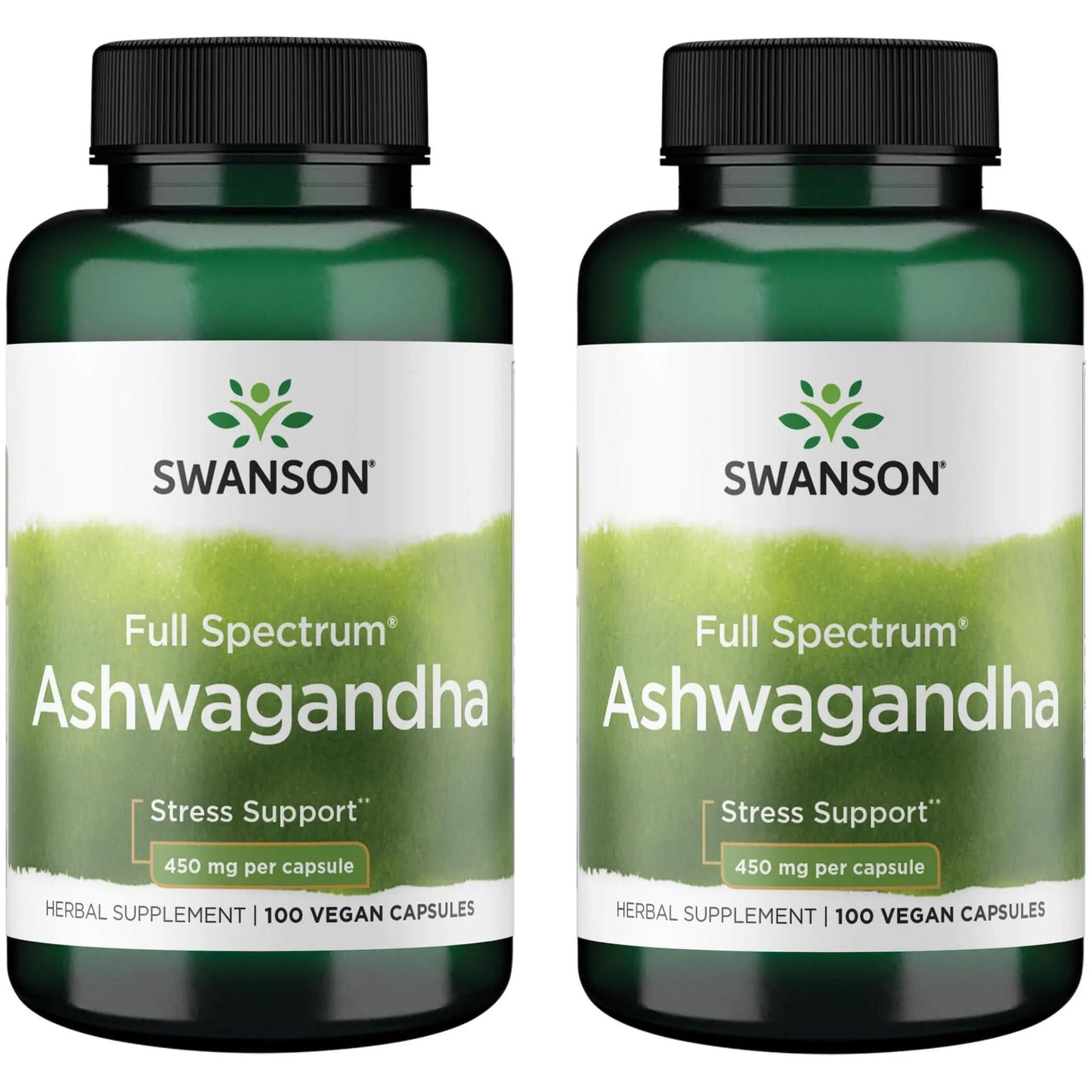 Swanson Ashwagandha Powder Supplement – 450mg Ashwagandha Root, 100 Capsules, 2 Pack – Stress Relief & Energy | Ayurvedic Wellness