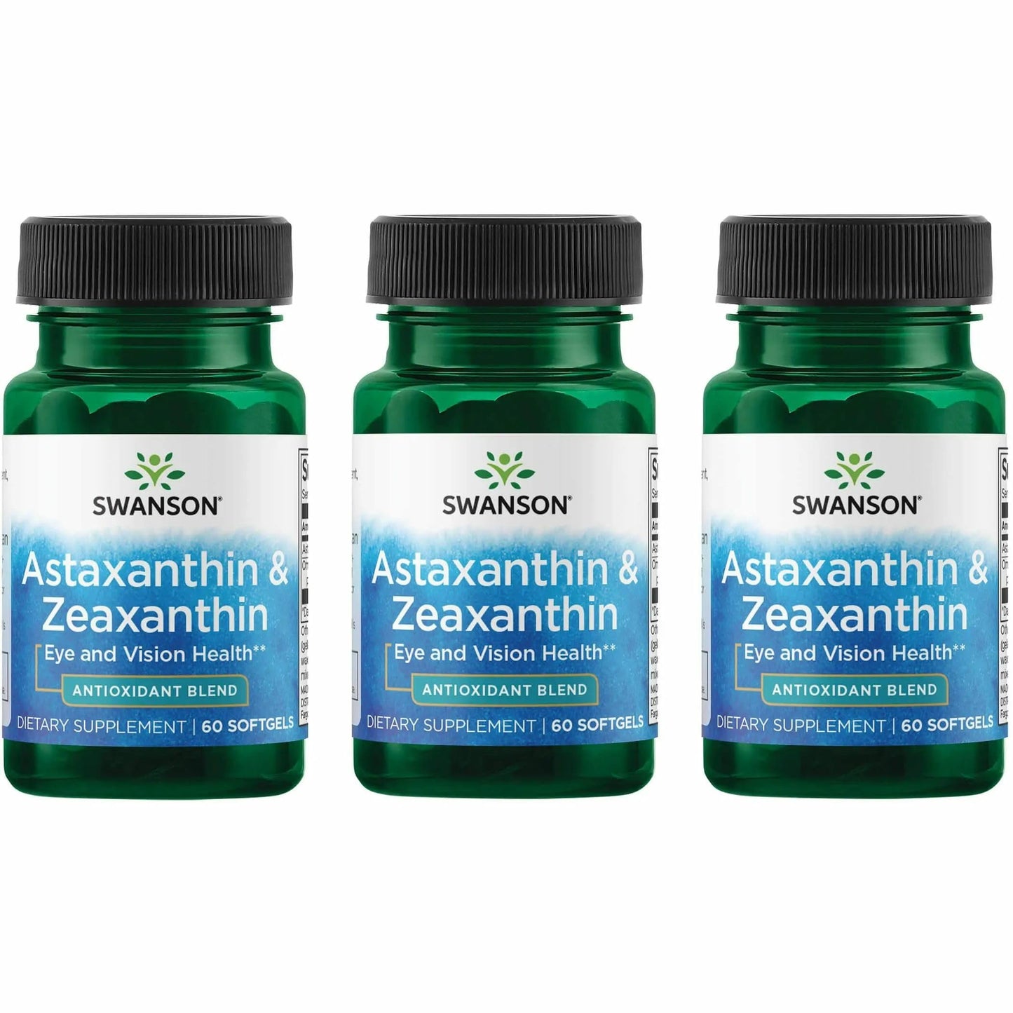 Swanson Astaxanthin & Zeaxanthin Eye Health - Vision & Skin Support (60 Softgels, 3-Pack)